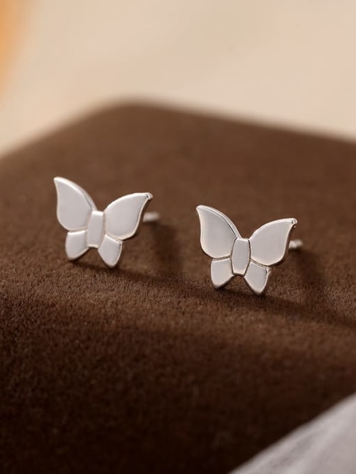 ES2511 [99 Silver Butterfly] 925 Sterling Silver Heart Cute Stud Earring
